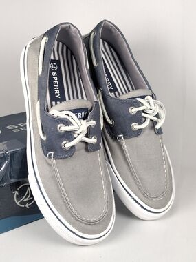 Sperry Men’s Two-Tone Gray & Navy Canvas Boat Shoes